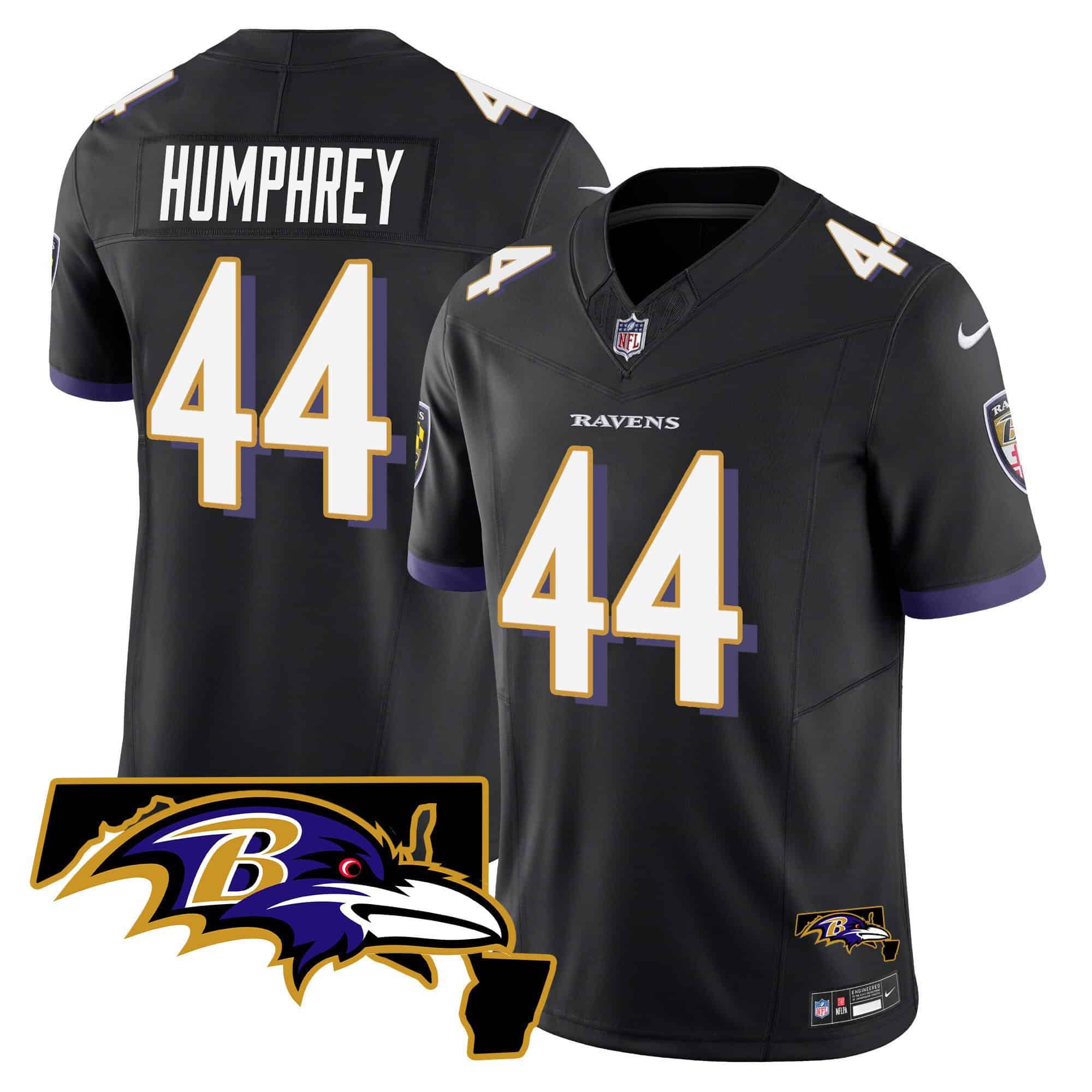 Men Baltimore Ravens #44 Humphrey Black 2024 Nike Maryland Patch Vapor Limited NFL Jersey style 1->indianapolis colts->NFL Jersey